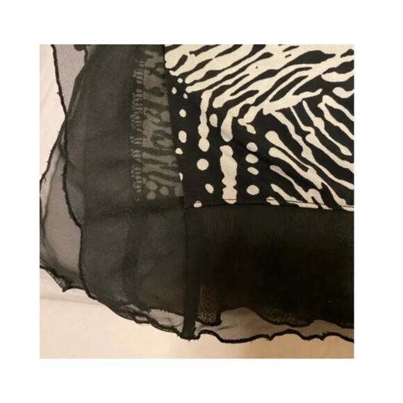 Chic Abstract Animal Print Black White Sheer Hem Tunic Top Cato Plus 18/20W - Picture 5 of 8